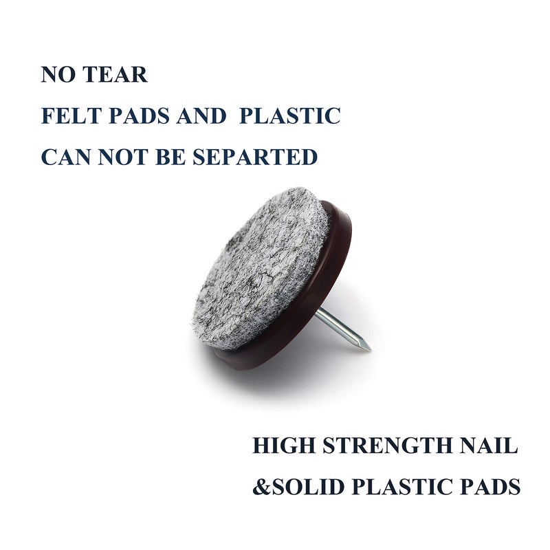Furnigear Nail on Felt Pads Furnigear Furniture Pads Nail- Floor Protectors for Furniture Legs 24Pack Chair Felt Pads for Hardwood Floors(1-1/2"",Gray) - Image 4
